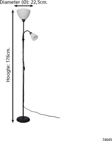 EGLO Montanini-E Vloerlamp - Leeslamp - E27 - E14 - 176 cm, Verzenden, Nieuw