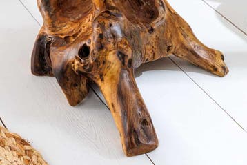 Massief houten bijzettafel ROOT 40cm naturel teakhout, Ophalen of Verzenden, Nieuw