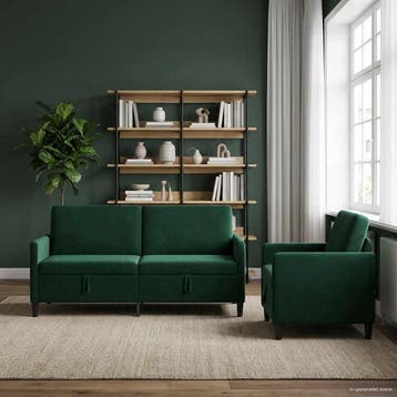 vidaXL Bankenset met opbergruimte 2 st Donkergroen Polyester, Verzenden, Nieuw, Kunststof, Minder dan 150 cm