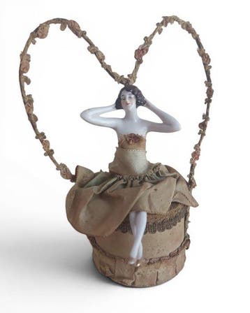 Beeldje - Antiek art-deco boudoirpop / halfdoll - Porselein,, Antiek en Kunst