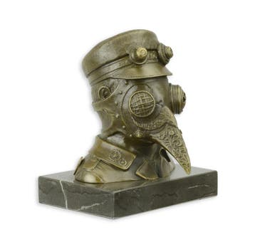 Bronzen steampunk beeld van de pestdokter (Interieur), Verzenden, Nieuw