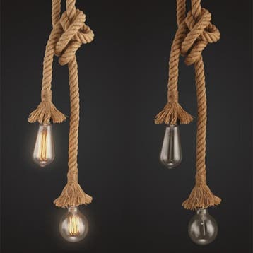 Industriële Houten Touw Hanglamp - Retro Loft Stijl met E27, Verzenden, Nieuw