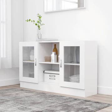 vidaXL Vitrinekast 120x30,5x70 cm bewerkt hout wit, Minder dan 50 cm, Verzenden, Nieuw, Minder dan 100 cm