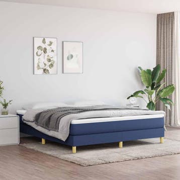vidaXL Boxspring bed stof blauw 180x200 cm, Eenpersoons, Nieuw, 80 cm, 200 cm