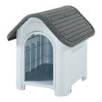 Hondenhok Bello kunststof wit en grijs 75x59x66 cm [en.casa], Verzenden, Nieuw