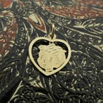 Gouden hanger van een hart met een jongens kinderkopje, Sieraden, Tassen en Uiterlijk, Ophalen of Verzenden, Gebruikt, Goud, Overige merken