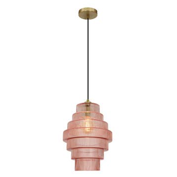 Retro hanglamp roze, Paris, Ophalen of Verzenden, Nieuw, Glas, Retro