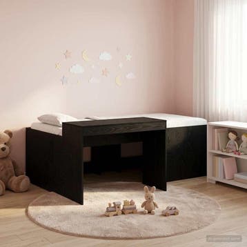 vidaXL Hoge Bed Frame met Bureau voor Kinderen Zwart 90 x, Eenpersoons, Verzenden, Zwart, Nieuw