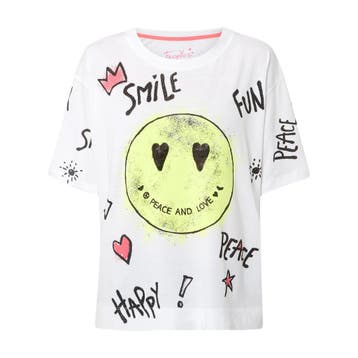 Frogbox • wit t-shirt met smiley • S, Kleding | Dames, Princess goes Hollywood, Verzenden, Wit, Nieuw