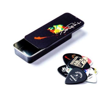 Jimi Hendrix opbergblikje + plectrums heavy officiële merch, Verzamelen, Muziek, Artiesten en Beroemdheden, Ophalen of Verzenden