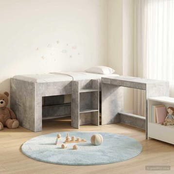 vidaXL Hoge Bed Frame met Bureau voor Kinderen 2 st, Verzenden, Nieuw, Grijs, Hout