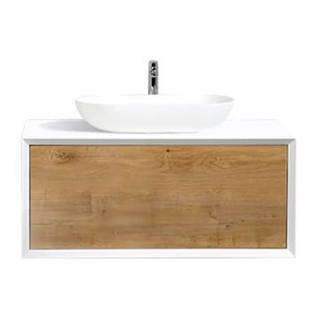 Badkamermeubel Fiona 90cm wasmeubel eiken met één opbouwkom, Verzenden, Nieuw