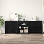 vidaXL Dressoir 3 pcs Zwart Eiken 70 x 41 x 75 cm Bewerkt, Verzenden, Nieuw, Overige houtsoorten, Minder dan 50 cm