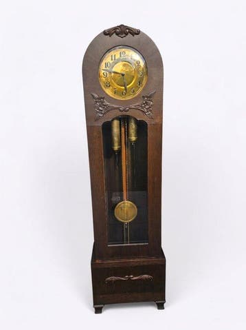 Staande klok - - Gelakt messing, Eik - 1910-1920 - Duitse
