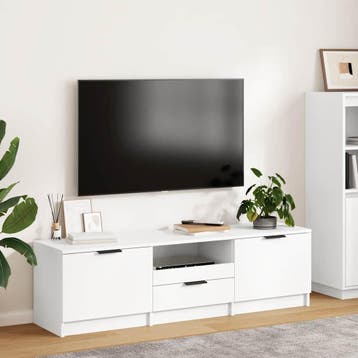 vidaXL Tv-meubel wit 140x35x40 cm bewerkt hout, 100 tot 150 cm, Verzenden, Nieuw, Minder dan 100 cm