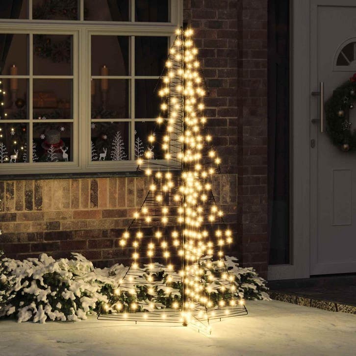 vidaXL Kerstboom met 240 LED Warmwit 180 cm Rattan, Diversen, Kerst, Nieuw, Verzenden