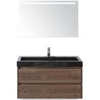 Dante Badmeubelset 100 cm - Tabacco - Wastafel Hardsteen Wit, Ophalen of Verzenden, Nieuw