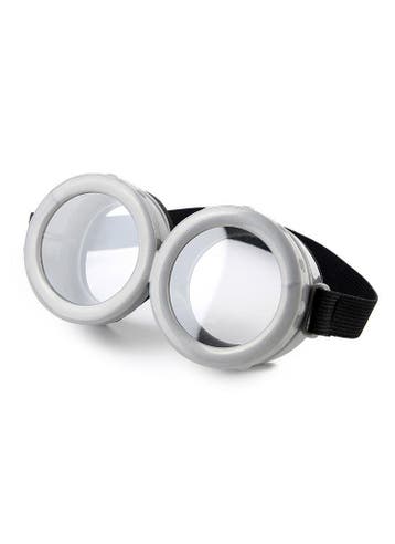 Goggles Grijs Grijze Bril met Heldere Glazen en Elastieken B, Ophalen of Verzenden, Nieuw, Feestartikel, Carnaval