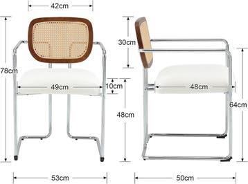 Eetkamerstoelen - Set van 2 - Met armleuning - Wit, Verzenden, Zo goed als nieuw