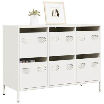 vidaXL Dressoir 101,5x39x73,5 cm koudgewalst staal wit, Verzenden, Nieuw, Metaal