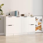 vidaXL Dressoirs 3 st bewerkt hout wit, Verzenden, Nieuw, 50 tot 100 cm, 25 tot 50 cm