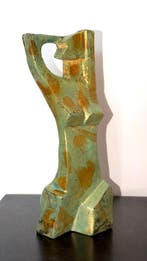 Abdoulaye Derme - sculptuur, Figure féminine stylisée patine, Antiek en Kunst