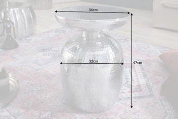 Handgemaakte bijzettafel ORIENT 40cm zilver metaal gehamerd, Ophalen of Verzenden, Nieuw