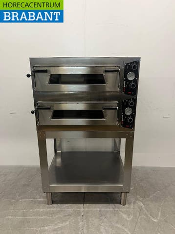 RVS Pizzaoven 2 x 4 Pizza’s 30 cm doorsnee 400V Horeca, Ophalen of Verzenden, Gebruikt