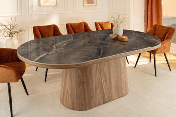 Ovale eettafel UNIQUE 200cm Grijsbruin Keramiek Walnoot, Ophalen of Verzenden, Nieuw