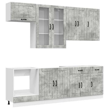 vidaXL Keukenblok LUCCA 8 st Betongrijs Bewerkt hout, Huis en Inrichting, Keuken | Keukenelementen, Verzenden, Nieuw, Grijs