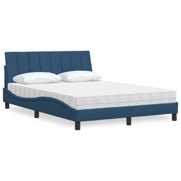vidaXL Bed met matras Hanko stof blauw 120x200 cm, Nieuw, Twijfelaar, 120 cm, 200 cm