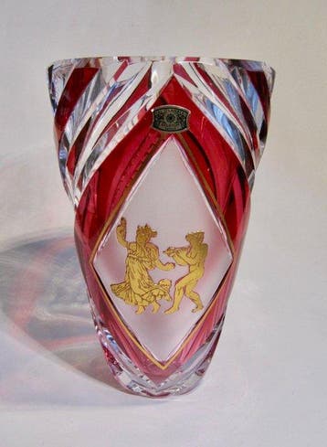 Val Saint Lambert - Léon Ledru - Vaas - Kristal + 24 karaat