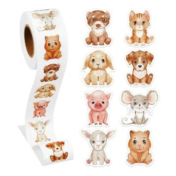 Knuffeldieren Stickers Op Rol - 25 mm - Uitgesneden - 500, Verzenden, Nieuw