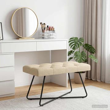 vidaXL Bank met knoopverstelling Crèmekleurig 80 x 40 x 46, Huis en Inrichting, Banken | Bankstellen, Verzenden, Nieuw, Stof