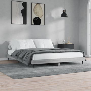 vidaXL Bedframe zonder matras 160x200 cm spaanplaat grijs, Verzenden, 200 cm, Grijs, 160 cm