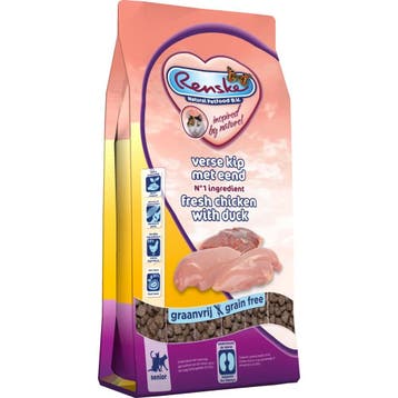 5x Renske Super Premium Senior Kattenvoer Kip&Eend 1,5 kg, Verzenden, Kat
