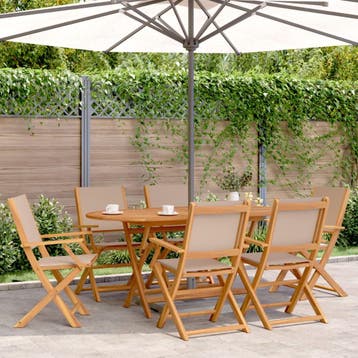 vidaXL Klapstoelen set van 6 stuks, taupekleurige stof en, Verzenden, Nieuw, Hout