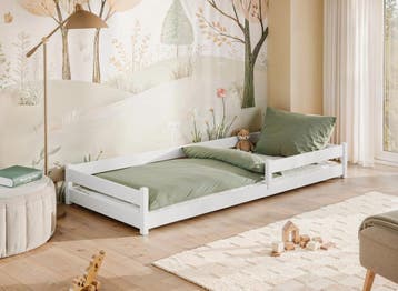 Vloerbed Fin - 80 x 160 - Wit, Verzenden, Nieuw, 140 tot 160 cm, 70 tot 85 cm