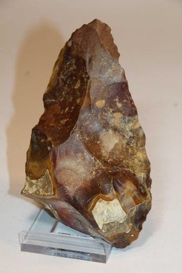 Paleolithisch Vuursteen Bifaciaal werktuig - 140 mm (Zonder