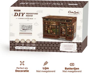 CuteBee Miniatuurhuisje Corner Coffee Shop – Houten 3D Pu., Verzenden, Nieuw