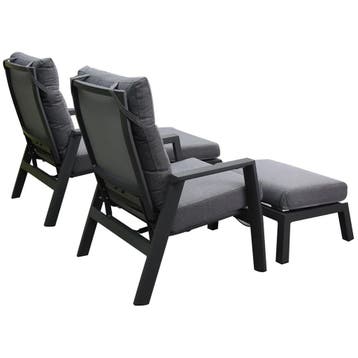 Vegas lounge balkonset 4 delig verstelbaar antraciet, Ophalen of Verzenden, Nieuw, Aluminium