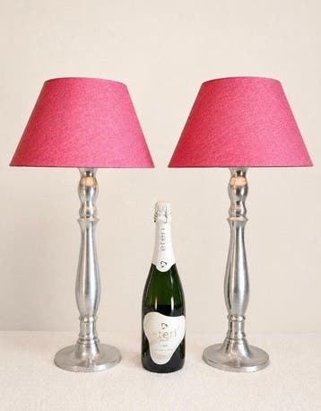 Tafellamp (2) - elegance - Chroom, Staal, Textiel - Set