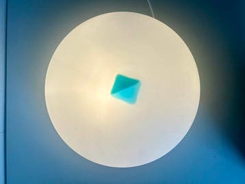 Plafondlamp - geblazen glas, IJzer - Plafonnier met inzet, Antiek en Kunst, Antiek | Lampen