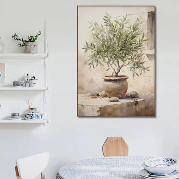 Mediterrane Canvas Poster: Citroenboom en Olijfboom met Grie, Verzenden, Nieuw