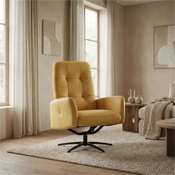Leren draaifauteuil Pulse - Toledo Giallo (geel) - Stervoet, Bohemian, Industrieel, Modern, Scandinavisch, Nieuw, Ophalen of Verzenden