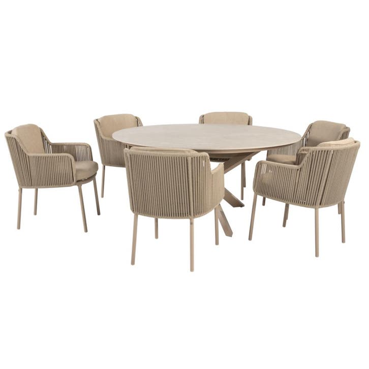 Prado Bernini dining tuinset 160xH75 cm rond 7 delig, Tuin en Terras, Tuinsets en Loungesets, Nieuw, Ophalen of Verzenden