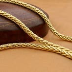 Gouden vierkante vossenstaart schakelketting, Ophalen of Verzenden, Gebruikt, Overige kleuren, Goud