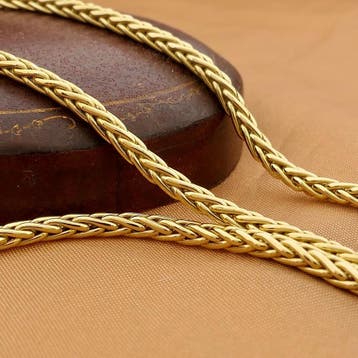 Gouden vierkante vossenstaart schakelketting, Ophalen of Verzenden, Gebruikt, Goud, Goud