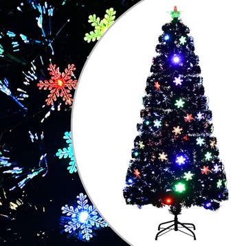 vidaXL Kerstboom met LED-sneeuwvlokken 150 cm glasvezel, Diversen, Kerst, Verzenden, Nieuw