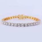 Tennis armband - 14 karaat Geel goud - 5.01ct. tw. Diamant, Sieraden, Tassen en Uiterlijk, Antieke sieraden
